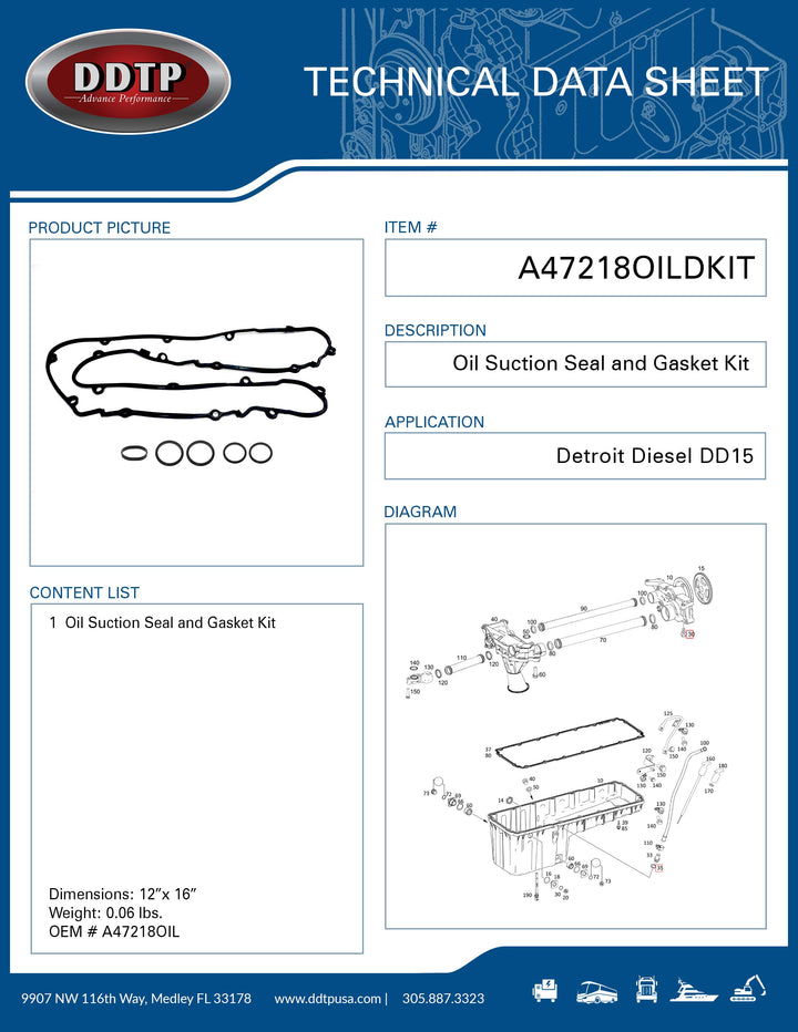 Oil Suction Seal and Gasket Kit DD15