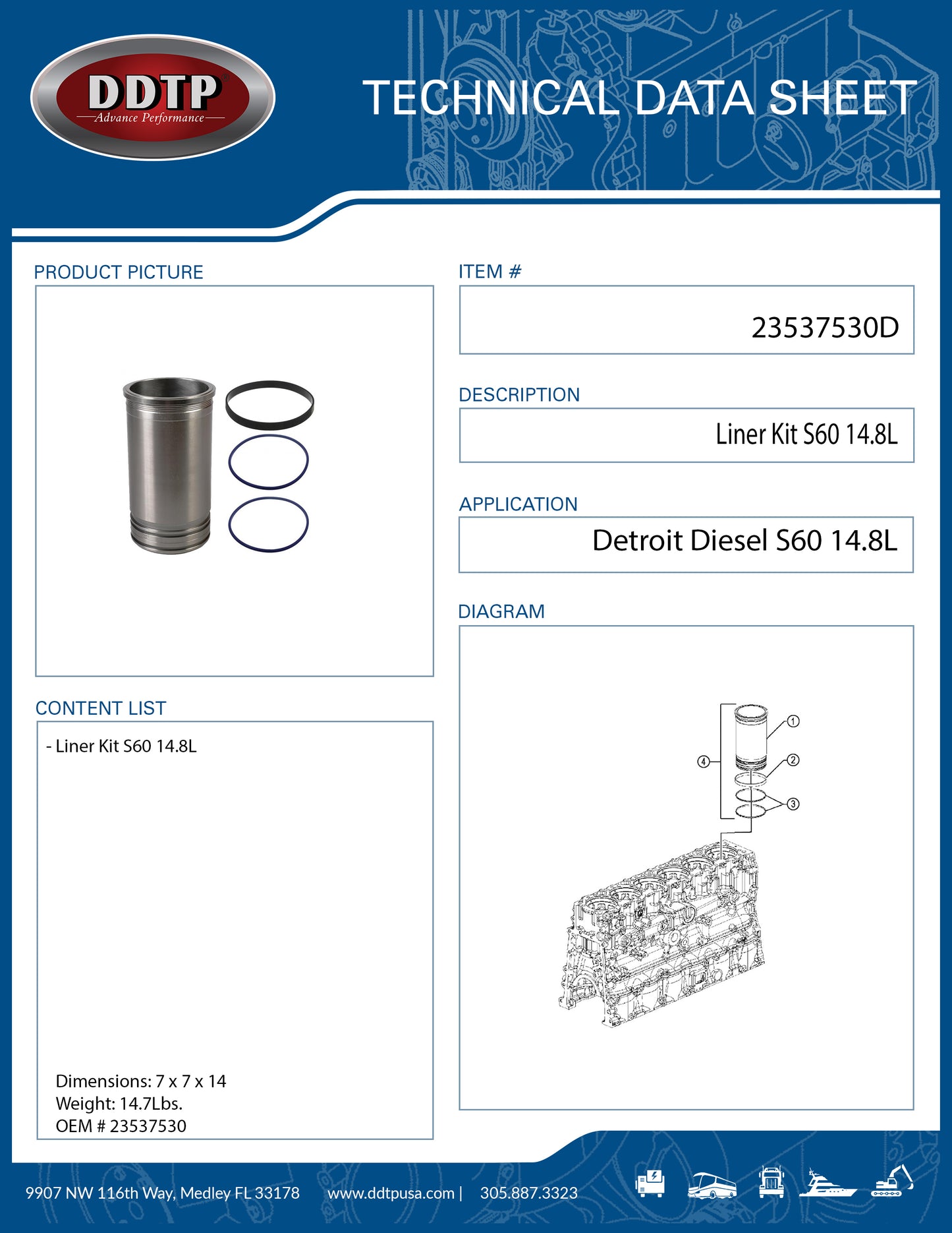 Liner Kit S60 14.8L ( 23537530 )