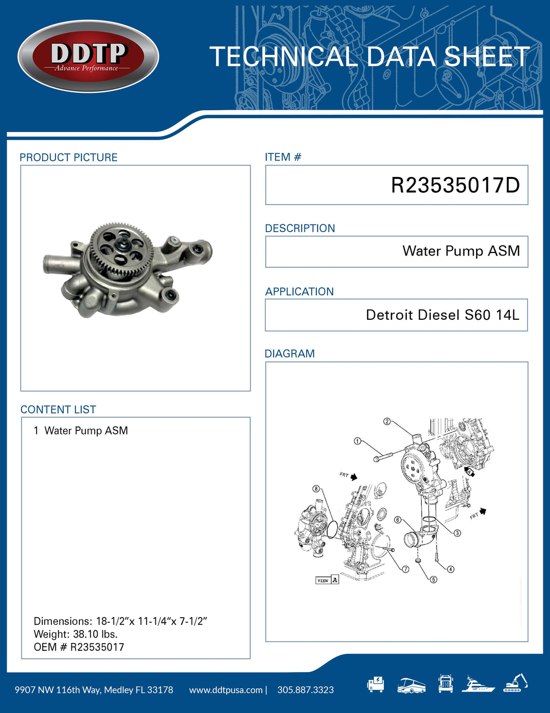 Water Pump ASM S60 14L ( R23535017 )